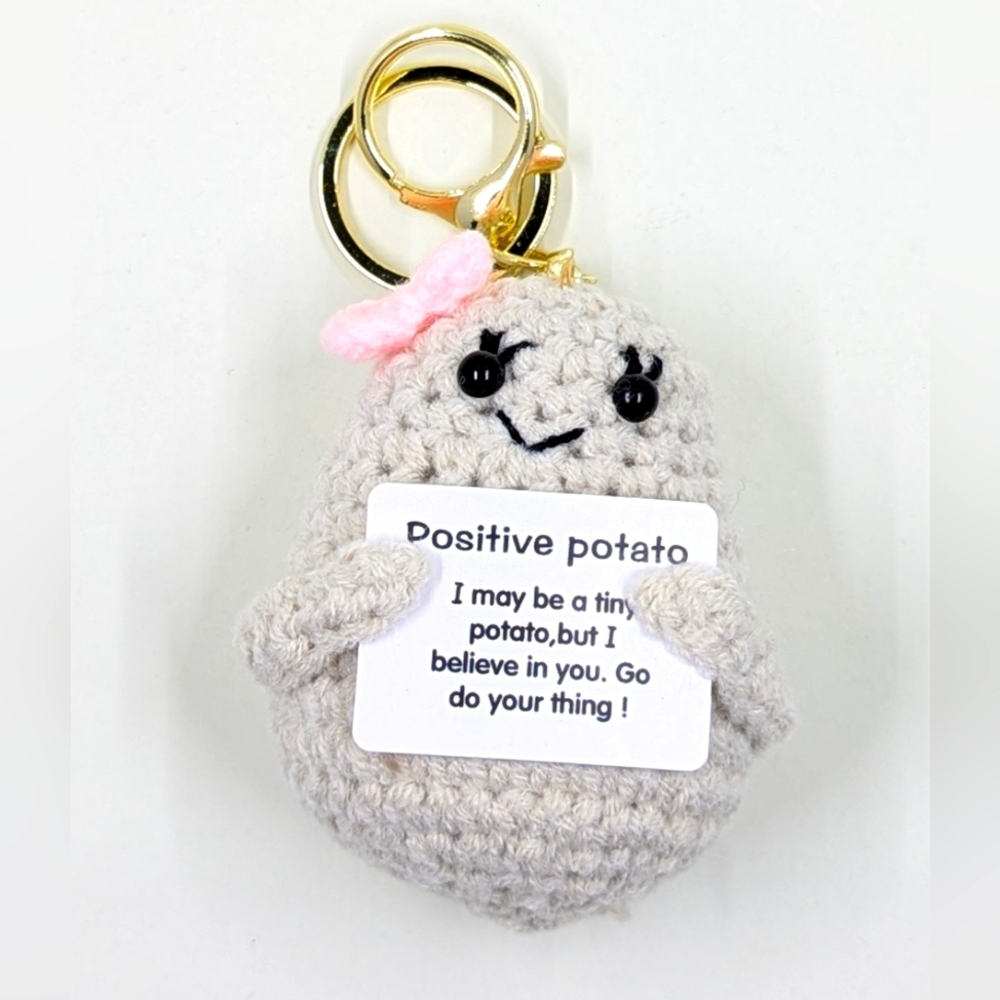 Positive Potato Crochet Keychain Funny Cheer-up Gifts